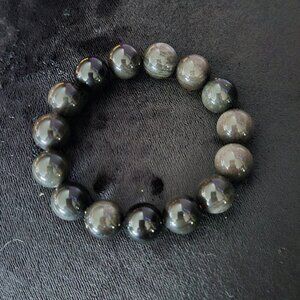 251.85CTS BLACK ORBISIAN STRETCHABLE BRACELET NWOT